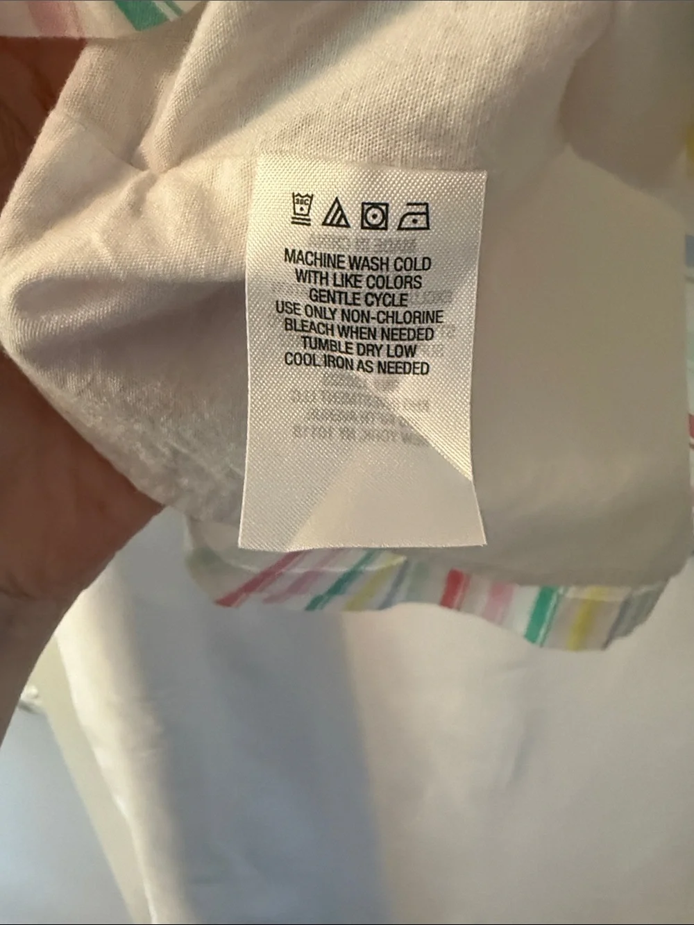 GAP White Girls Dress - Pastel Pink, Yellow, Green & Blue Stripes Size L 10/12
